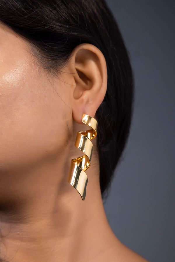 Spiral Gold Metallic Danglers