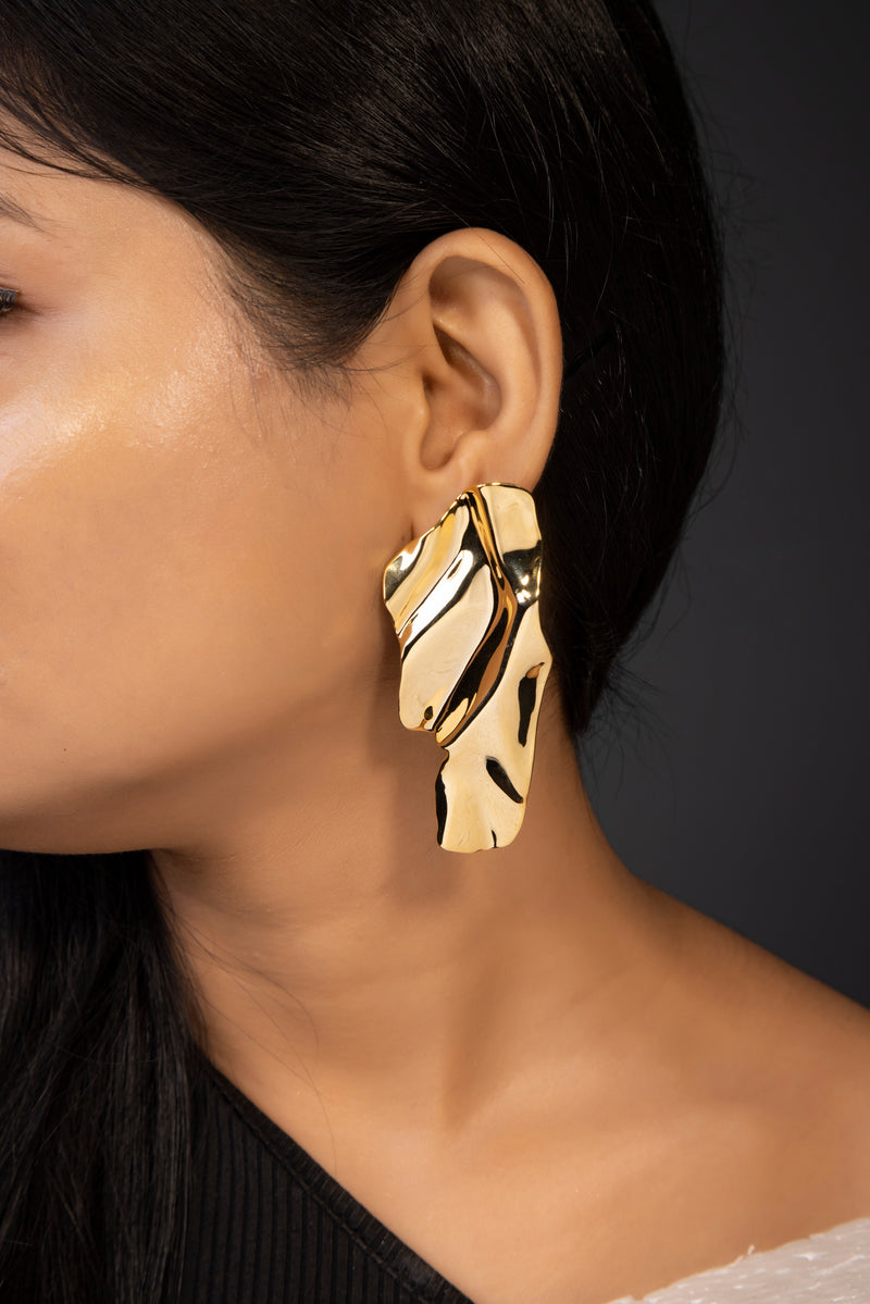 Leaf gold metallic Style Danglers