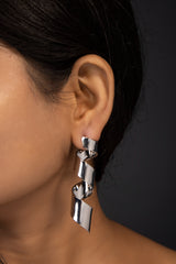 Spiral Silver Metallic Danglers