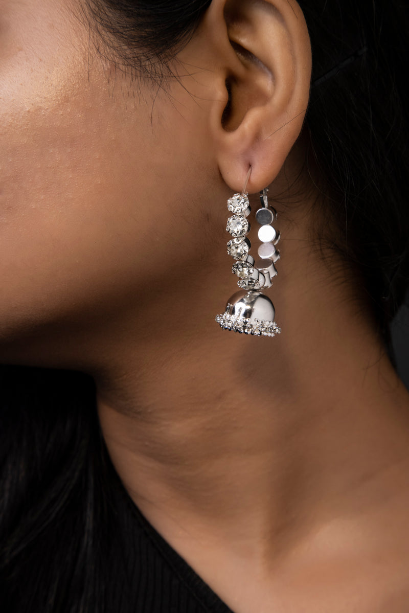 Chandbali's silver metallic