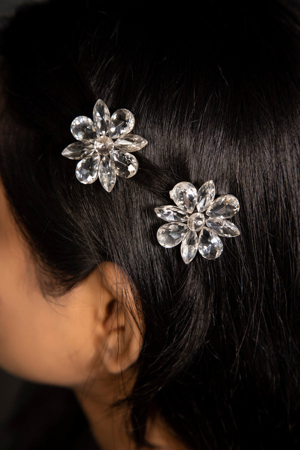 Crystal Stone Clip Silver