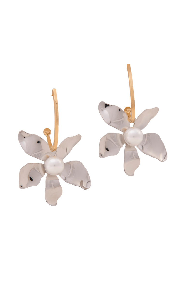 Metallic Silver flower style Danglers