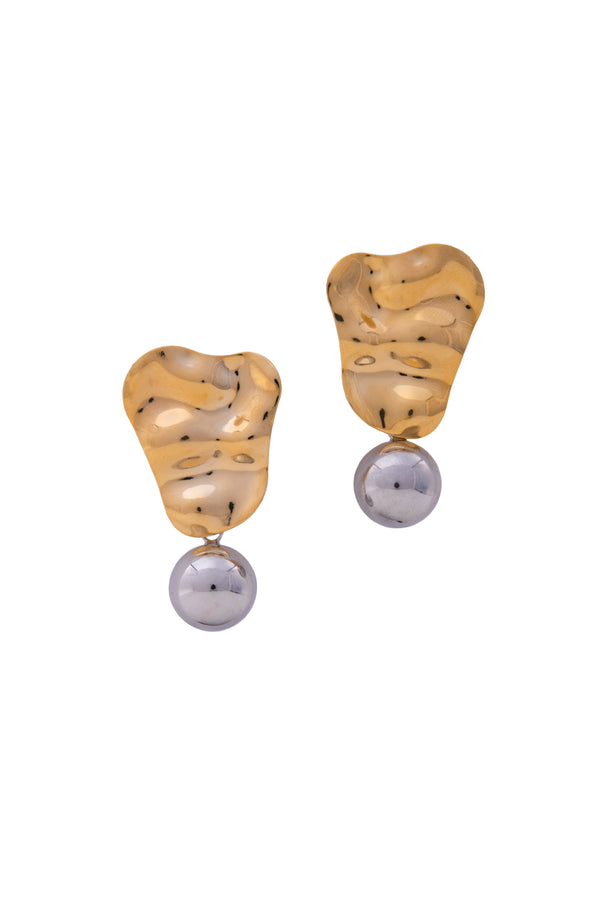 Leaf style Metalic Pearl Danglers