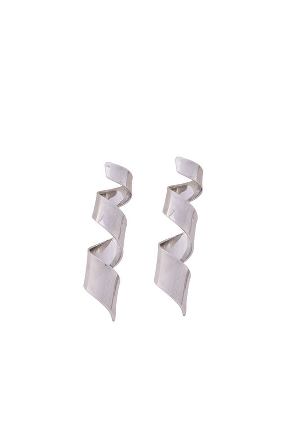 Spiral Silver Metallic Danglers