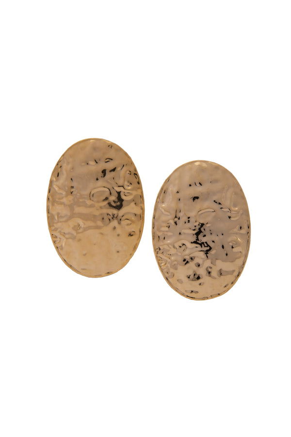 Gold Metallic Oval Earrings