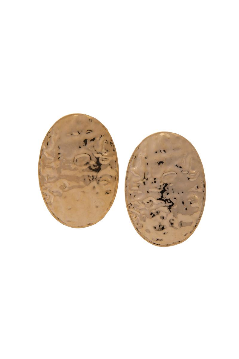 Gold Metallic Oval Earrings