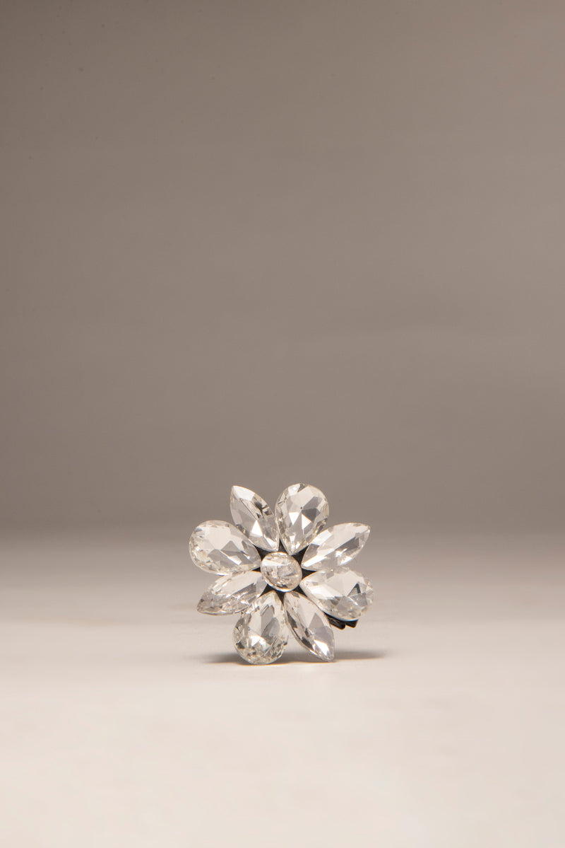 Crystal Stone Clip Silver