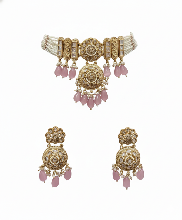 The Rosewater Bloom Kundan Choker Set