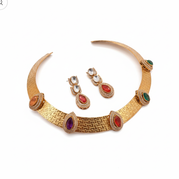 The Jewel Toned Weave Collar Necklace Set