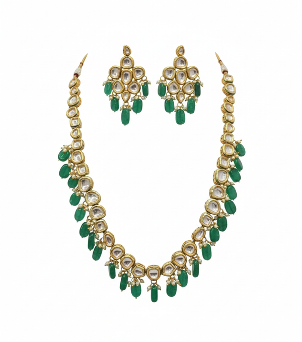 The Emerald Drop Kundan Necklace & Earring Set