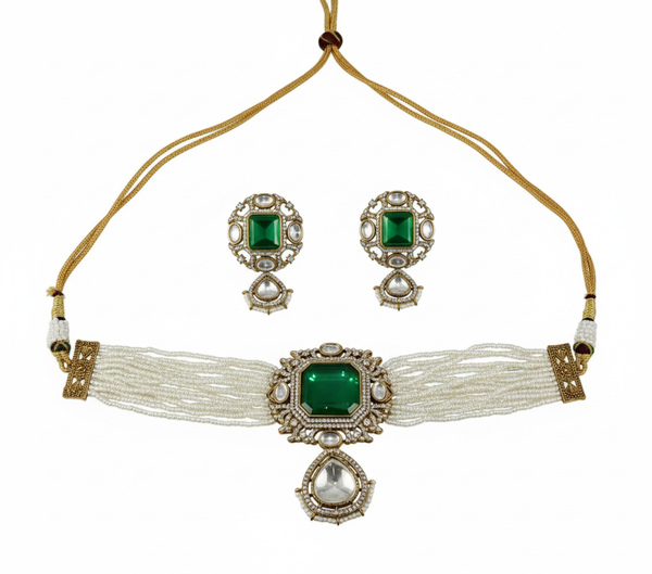 Maharani Pearl and Emerald Choker