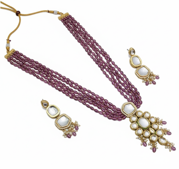 The Amethyst Cascade Kundan Set
