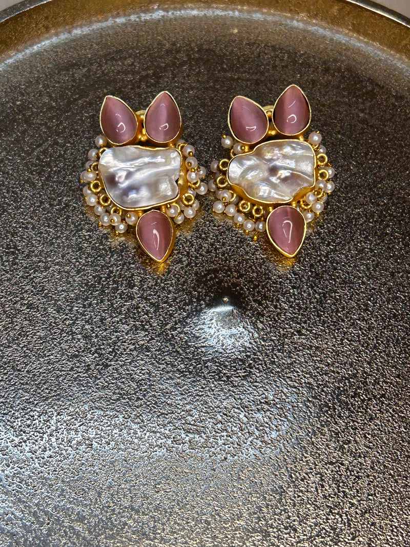 Mop Stud with Pink Stones BSJ-40