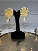 Gold Coin with Pearls Earrings BSJ-44