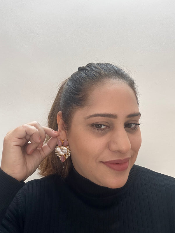 Mop Stud with Pink Stones BSJ-40