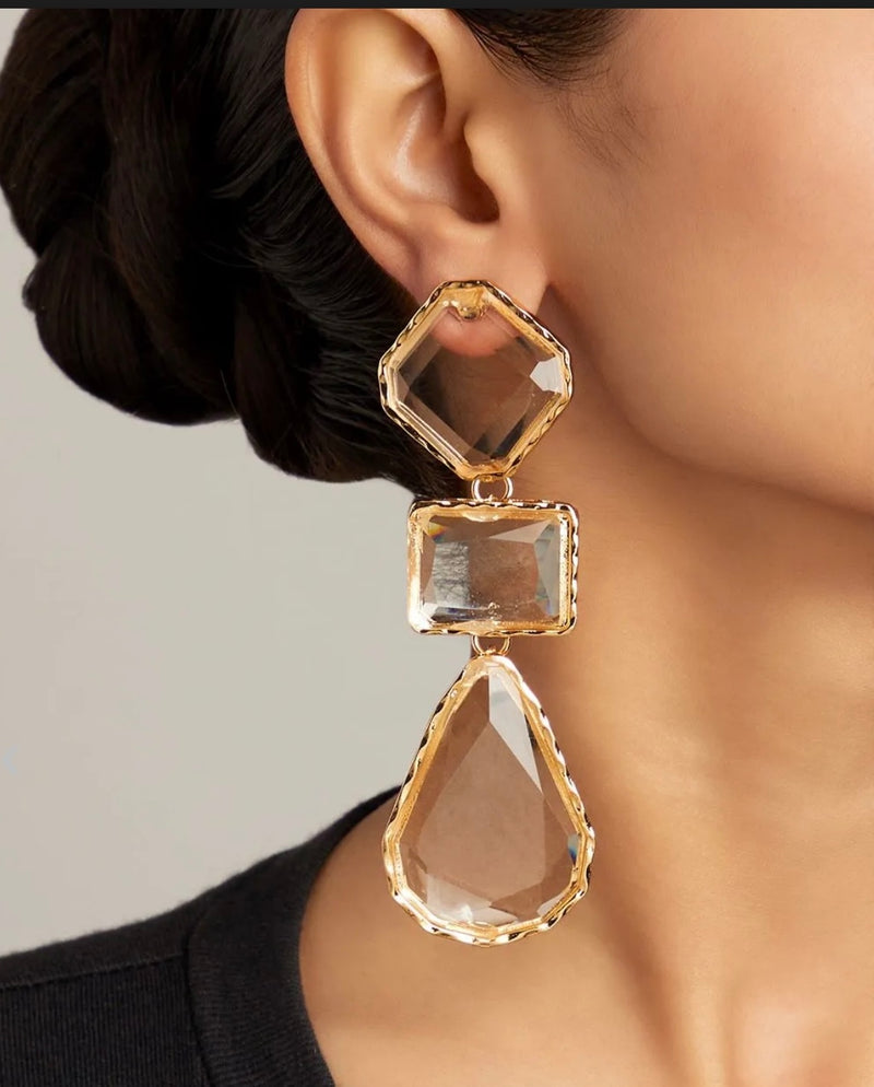 Clear Crystal 3 tier Danglers BSJ-11
