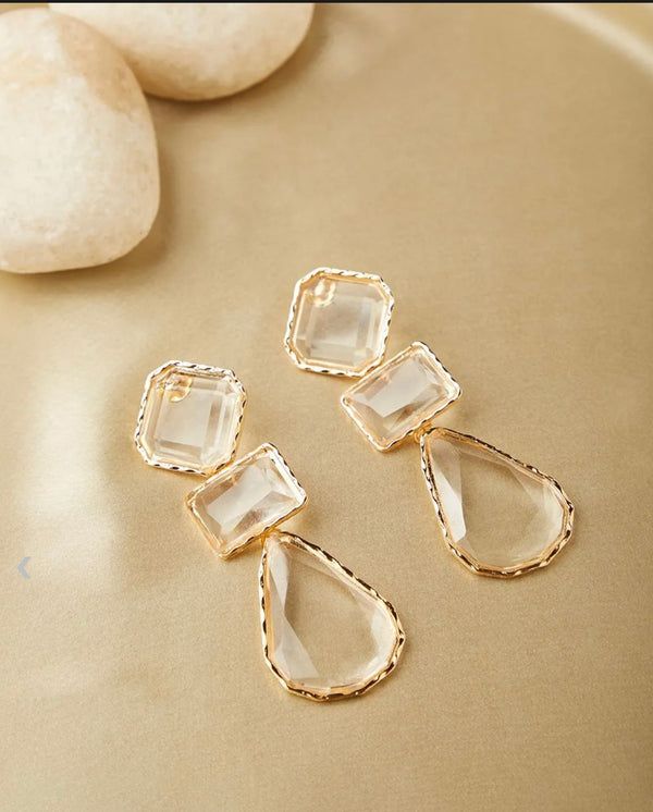 Clear Crystal 3 tier Danglers BSJ-11