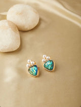 Green Studs with Pearls BSJ-25