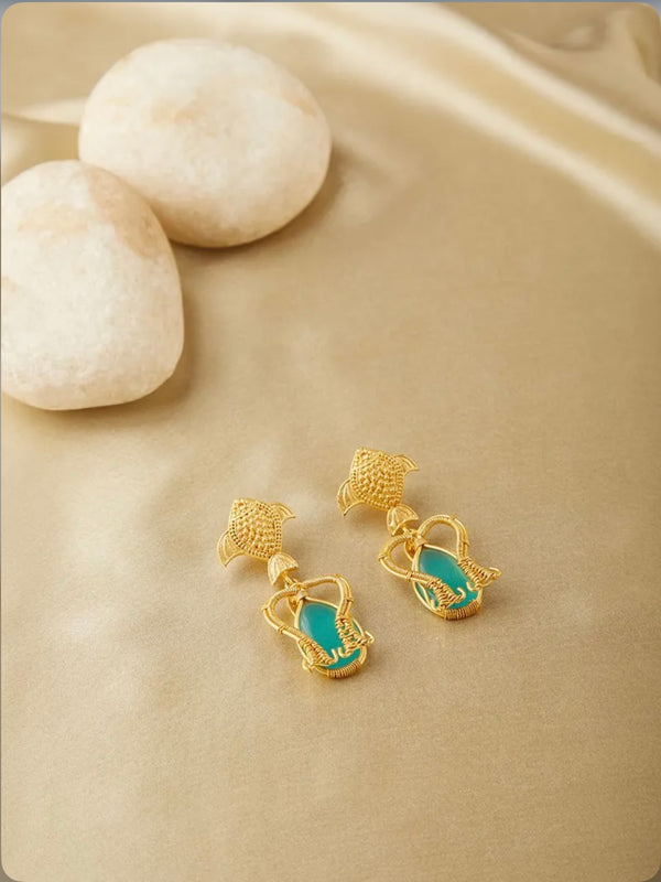 Green Stone with Gold Flower Metal BSJ-45