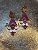 Bird Ruby and MOP Earring Danglers BSJ-12