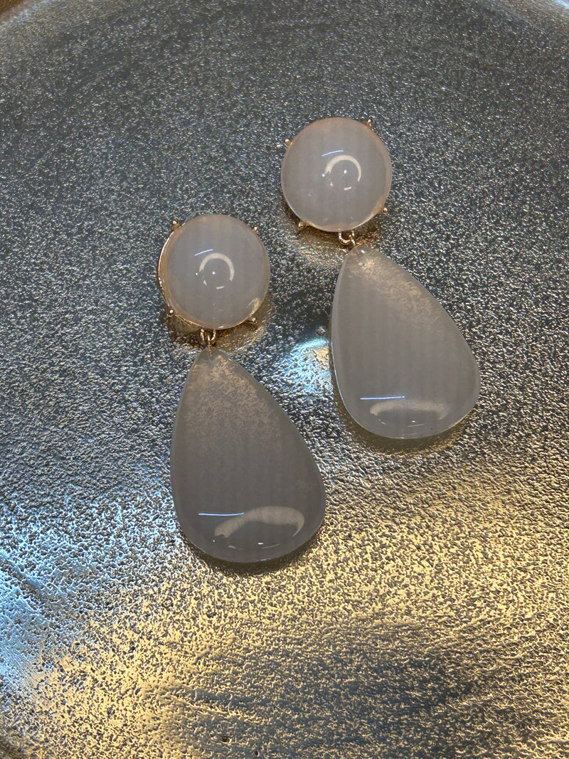 Opique White Droplet Danglers BSJ-14
