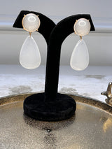 Opique White Droplet Danglers BSJ-14