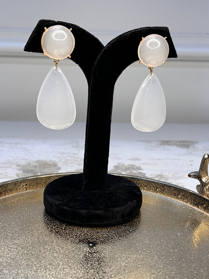 Opique White Droplet Danglers BSJ-14