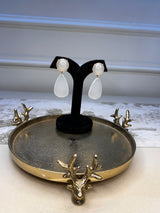 Opique White Droplet Danglers BSJ-14