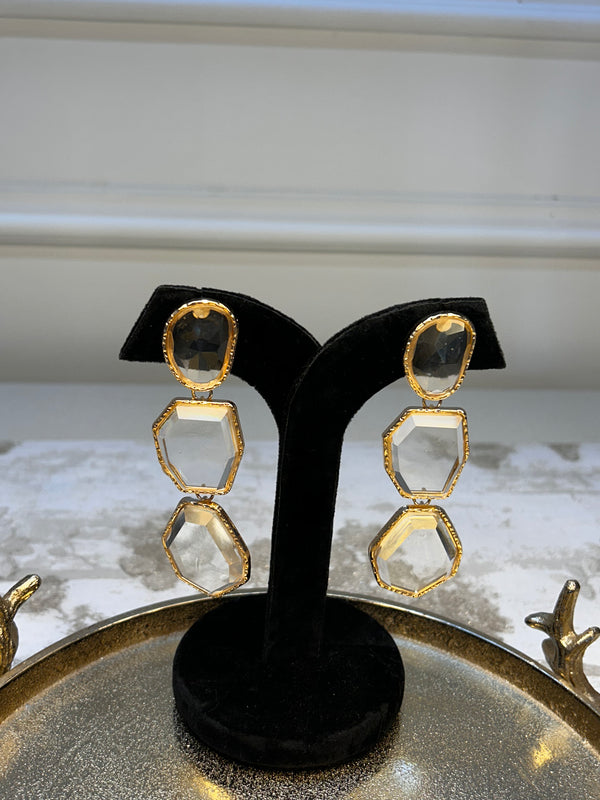 Clear 3 tier Drop Danglers Artistic Shape BSJ-16