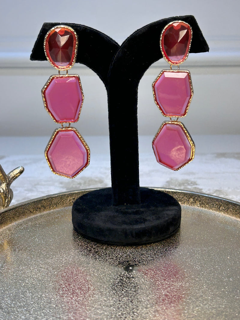 Hot Pink 3 tier Danglers BSJ-37