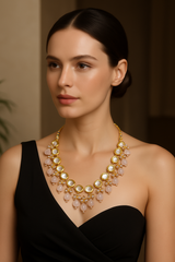 Pink Kundan Necklace Set with Earrings BSJ-52