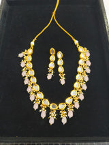 Pink Kundan Necklace Set with Earrings BSJ-52