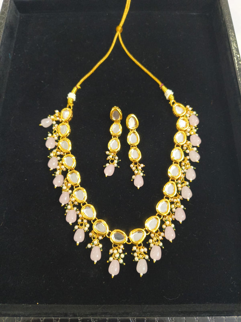 Pink Kundan Necklace Set with Earrings BSJ-52