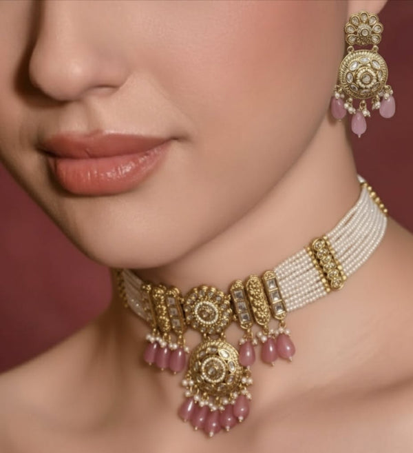 The Rosewater Bloom Kundan Choker Set