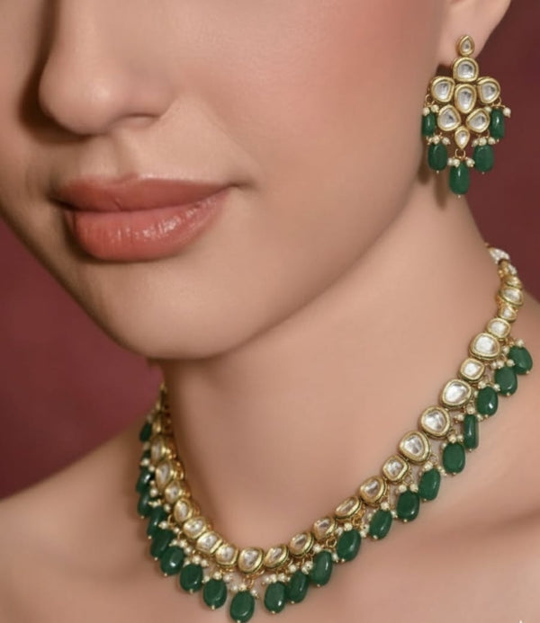The Emerald Drop Kundan Necklace & Earring Set