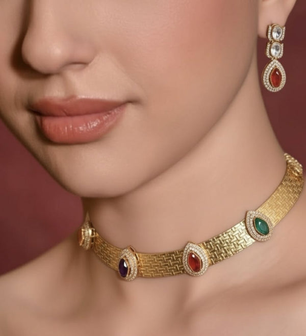 The Jewel Toned Weave Collar Necklace Set