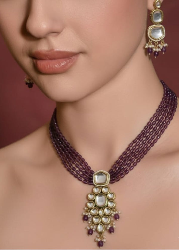 The Amethyst Cascade Kundan Set